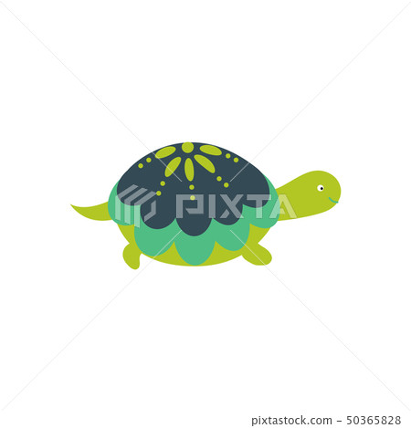 Green cartoon turtle cute character isolated... - Stock Illustration ...