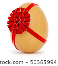 Realistic Easter egg with a big bow on white background 50365994