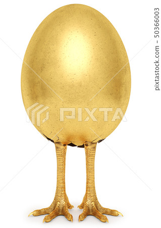 golden egg with golden chicken feet. isolated on a white background golden egg with golden chicken feet. isolated on a white background 50366003