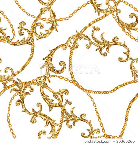 Golden chain baroque style seamless pattern Golden chain baroque style seamless pattern 50366260