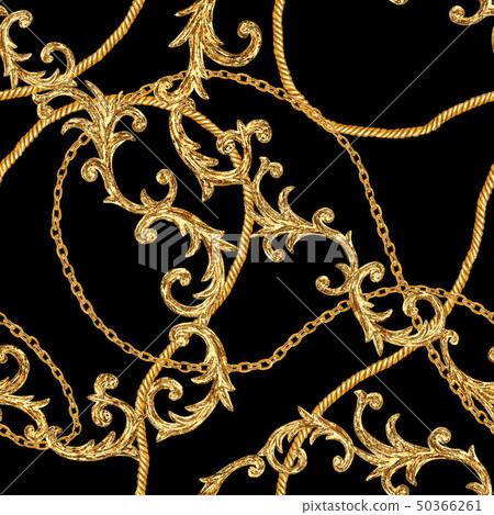 Golden chain baroque style seamless pattern Golden chain baroque style seamless pattern 50366261
