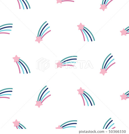 Starry comet cute seamless vector pattern. Baby bed linen repeat background for print. Starry comet cute seamless vector pattern. Baby bed linen repeat background for print. 50366330