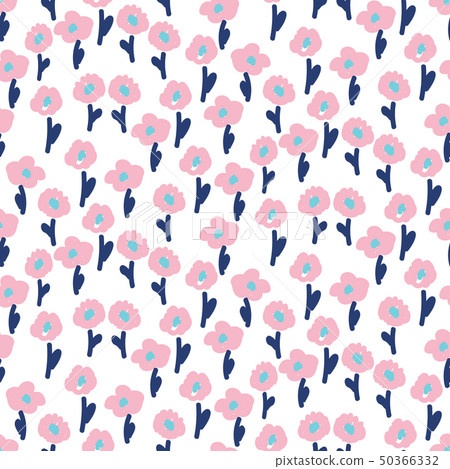 Hand drawn small flowers modern pattern seamless vector texture. Hand drawn small flowers modern pattern seamless vector texture. 50366332