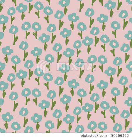 Hand drawn small flowers modern pastel pattern seamless vector texture. 50366333