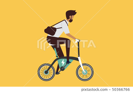 man riding fast modern electric bicycle man riding fast modern electric bicycle 50366766