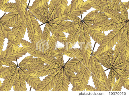 Marijauna or Cannabis leaf gold, Leaves seamless. 50370050