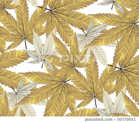 Marijauna or Cannabis leaf gold, Leaves seamless. 50370051