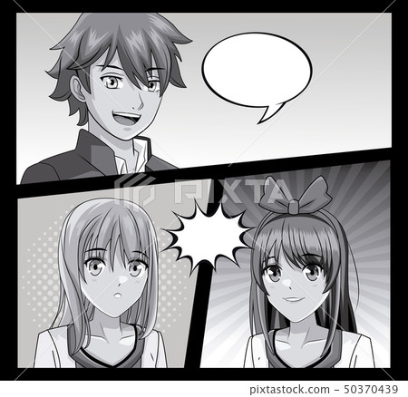 Young manga faces cartoons Young manga faces cartoons 50370439