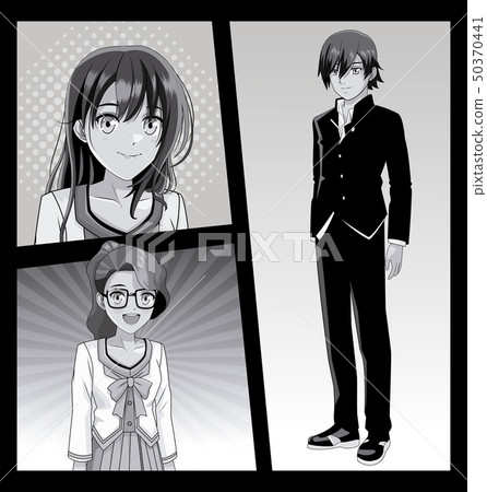 Young manga faces cartoons Young manga faces cartoons 50370441