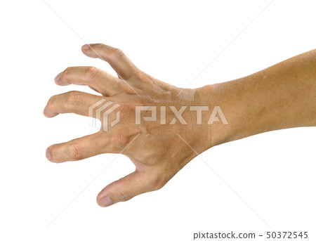 back hands reaching something isolated on white 50372545