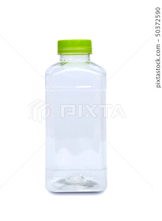 Empty plastic bottles with green bottle cap 50372590