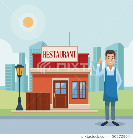 Restaurant shop and businessman Restaurant shop and businessman 50372904