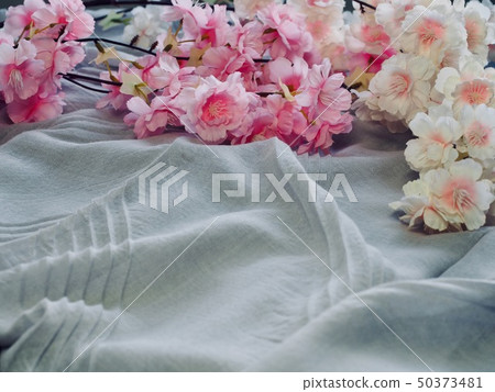 棉織物和櫻花背景 50373481