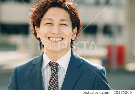 Outdoor businessman smile japanese man Outdoor businessman smile japanese man 50375269