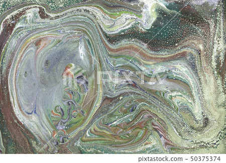 Pale gold marbling pattern. Golden marble liquid texture. 50375374