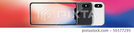New vector mobile template with beautiful colored wallpaper on background. High quality phone x 50377295