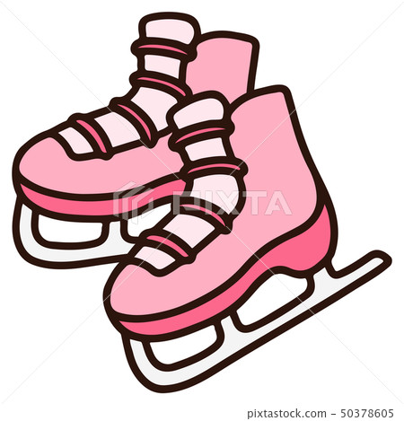 帶主線的粉色溜冰鞋手繪插圖 50378605