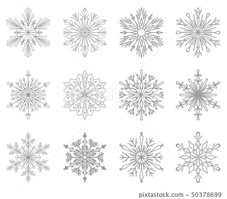 Snowflakes icon collection. Graphic modern grey Snowflakes icon collection. Graphic modern grey 50378699