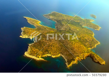 Fleves island aerial view near Athens, Greece 50379280