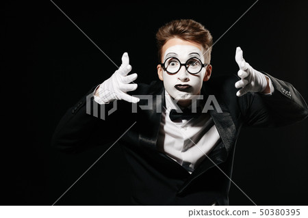portrait of mime man on black background 50380395