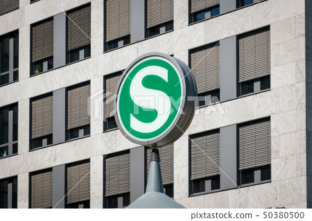 The S-Bahn Logo sign, the symbol of the public The S-Bahn Logo sign, the symbol of the public 50380500