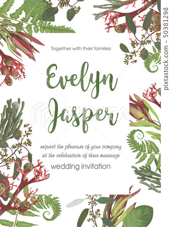 Wedding, watercolor seasonal flower card.Plants, Wedding, watercolor seasonal flower card.Plants, 50381298