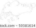 Singapore outline map.  Map black outline 50381614