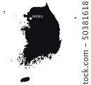 black map Republic of Korea.  50381618