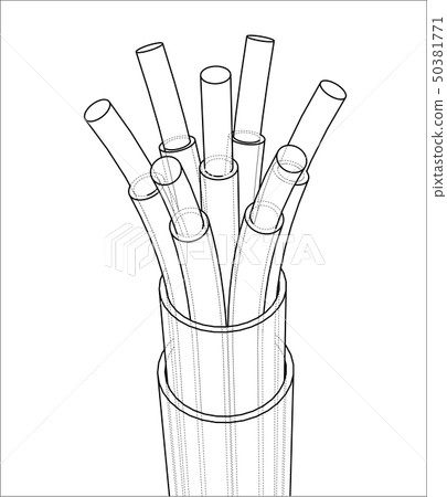 Seven-wire cable. Wire frame. Vector 50381771