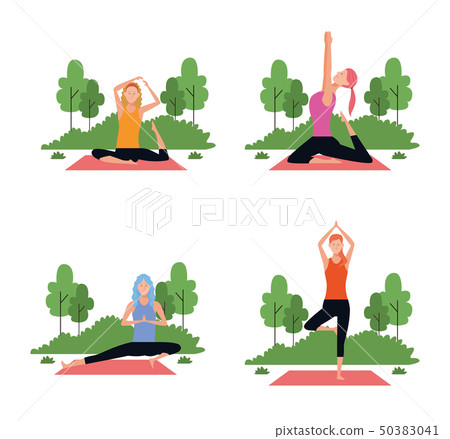 set of woman in yoga poses set of woman in yoga poses 50383041