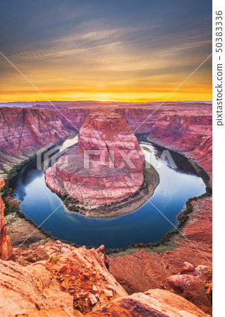 Horseshoe Bend on the Colorado River at sunset Horseshoe Bend on the Colorado River at sunset 50383336