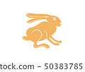 Heraldic Rabbit or Hare isolated. Gold Hare or rabbit silhouette vector icon. 50383785
