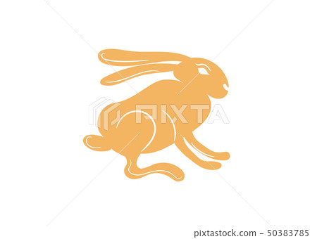 Heraldic Rabbit or Hare isolated. Gold Hare or rabbit silhouette vector icon. 50383785
