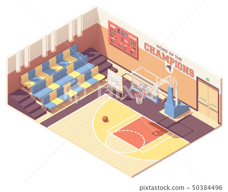 Vector isometric gymnasium basketball court 50384496