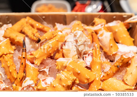 Alaskan King crab seafood on ice 50385533