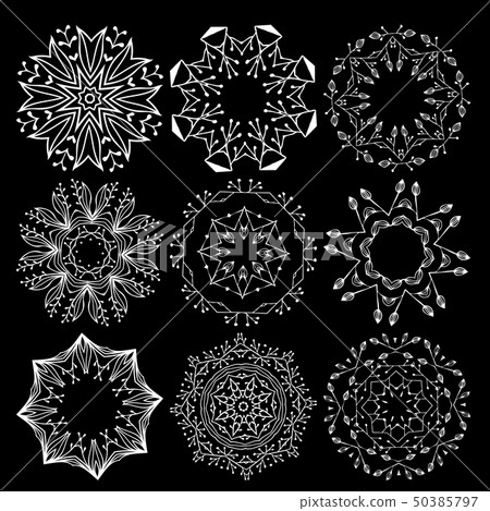 Beautiful ornamental rosettes set. For ethnic or tattoo design. 50385797