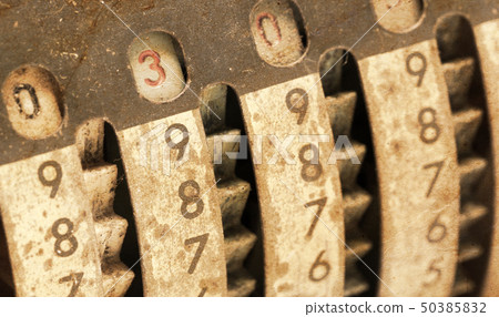 Vintage manual adding machine isolated - 300 Vintage manual adding machine isolated - 300 50385832