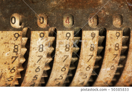 Vintage manual adding machine isolated - 400 Vintage manual adding machine isolated - 400 50385833