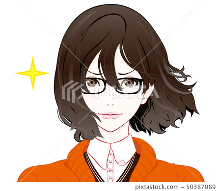 秋季衣服女人戴著眼鏡/信心/飄飄的頭髮 秋季衣服女人戴著眼鏡/信心/飄飄的頭髮 50387089