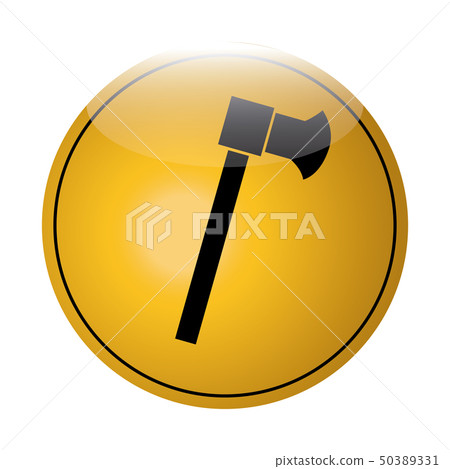 Isolated wooden axe silhouette in a button 50389331