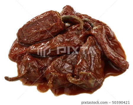 Chipotle smoke-dried jalapeno peppers,pile of, 50390421