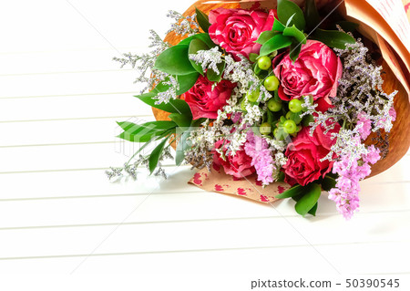 Fresh, lush bouquet of colorful flowers on white Fresh, lush bouquet of colorful flowers on white 50390545