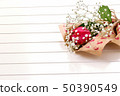 Fresh, lush bouquet of single rose on white 50390549
