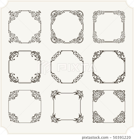 Vintage calligraphic frame. Black and white vector border of the invitation, diploma, certificate Vintage calligraphic frame. Black and white vector border of the invitation, diploma, certificate 50391220