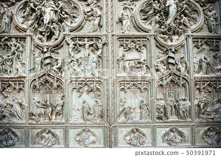 Doors with bas reliefs of cathedral Duomo di Doors with bas reliefs of cathedral Duomo di 50391971