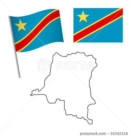 Democratic Republic Of The Congo Flag And Map Stock Illustration 50392328 Pixta