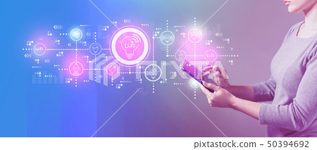 LiFi theme with woman using a tablet 50394692
