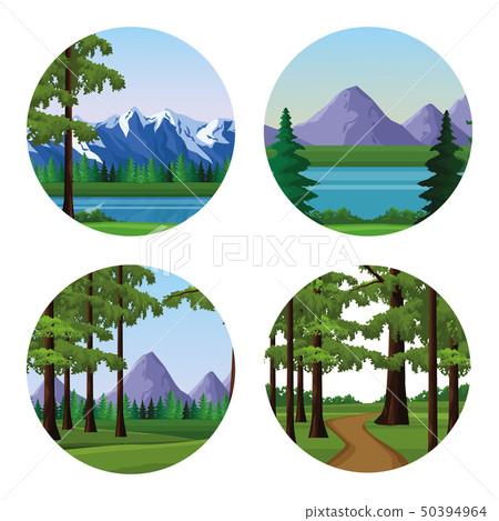 Wanderlust landscapes cartoon 50394964