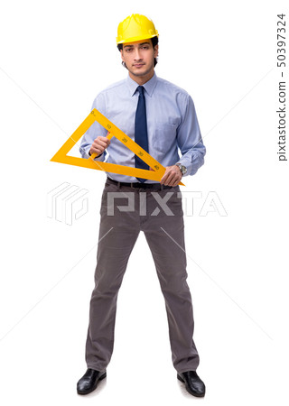 Young male architect isolated on white  50397324