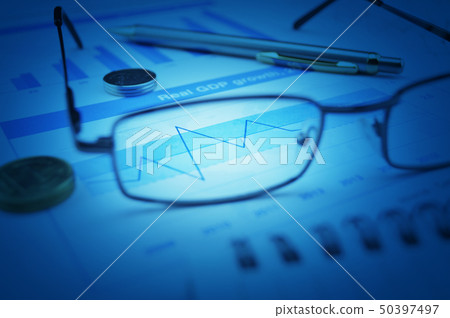 Growth financial graph with eye glasses Growth financial graph with eye glasses 50397497